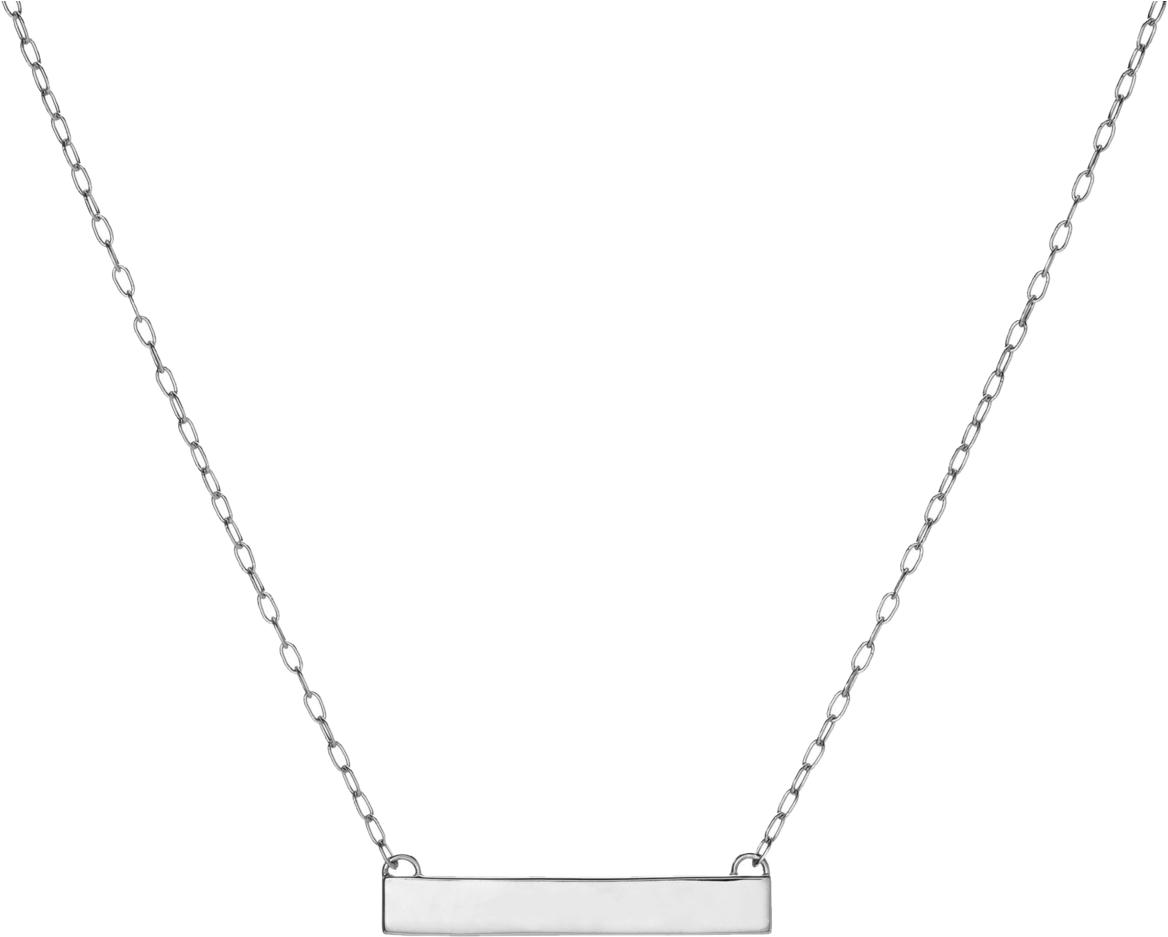 Silver Bar Pendant Chain Necklace PNG Image