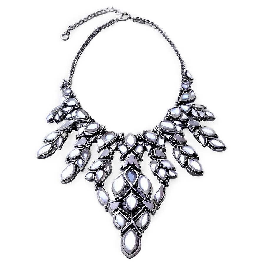 Silver Bib Necklace Png 06282024 PNG Image