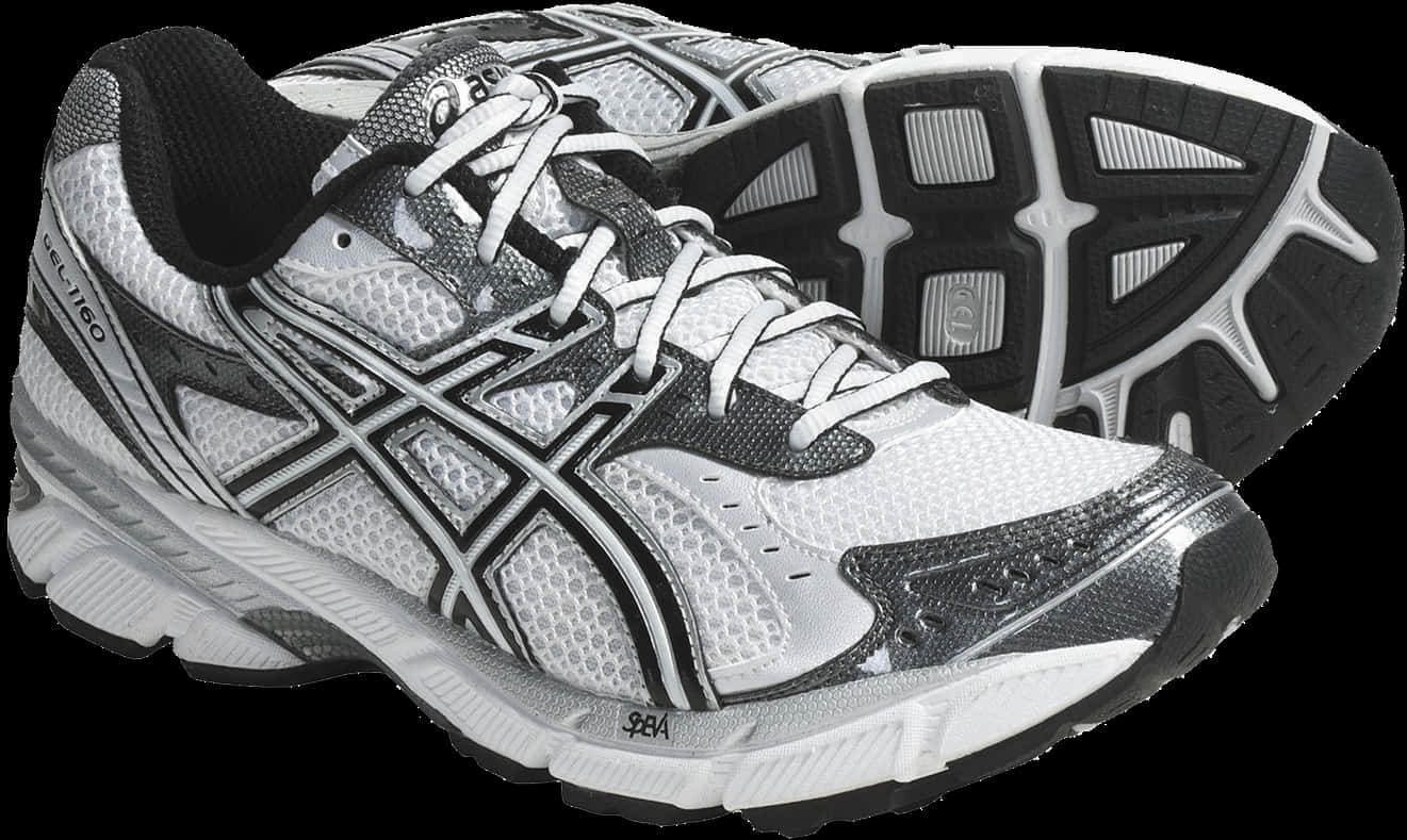 Silver Black Running Shoe PNG Image