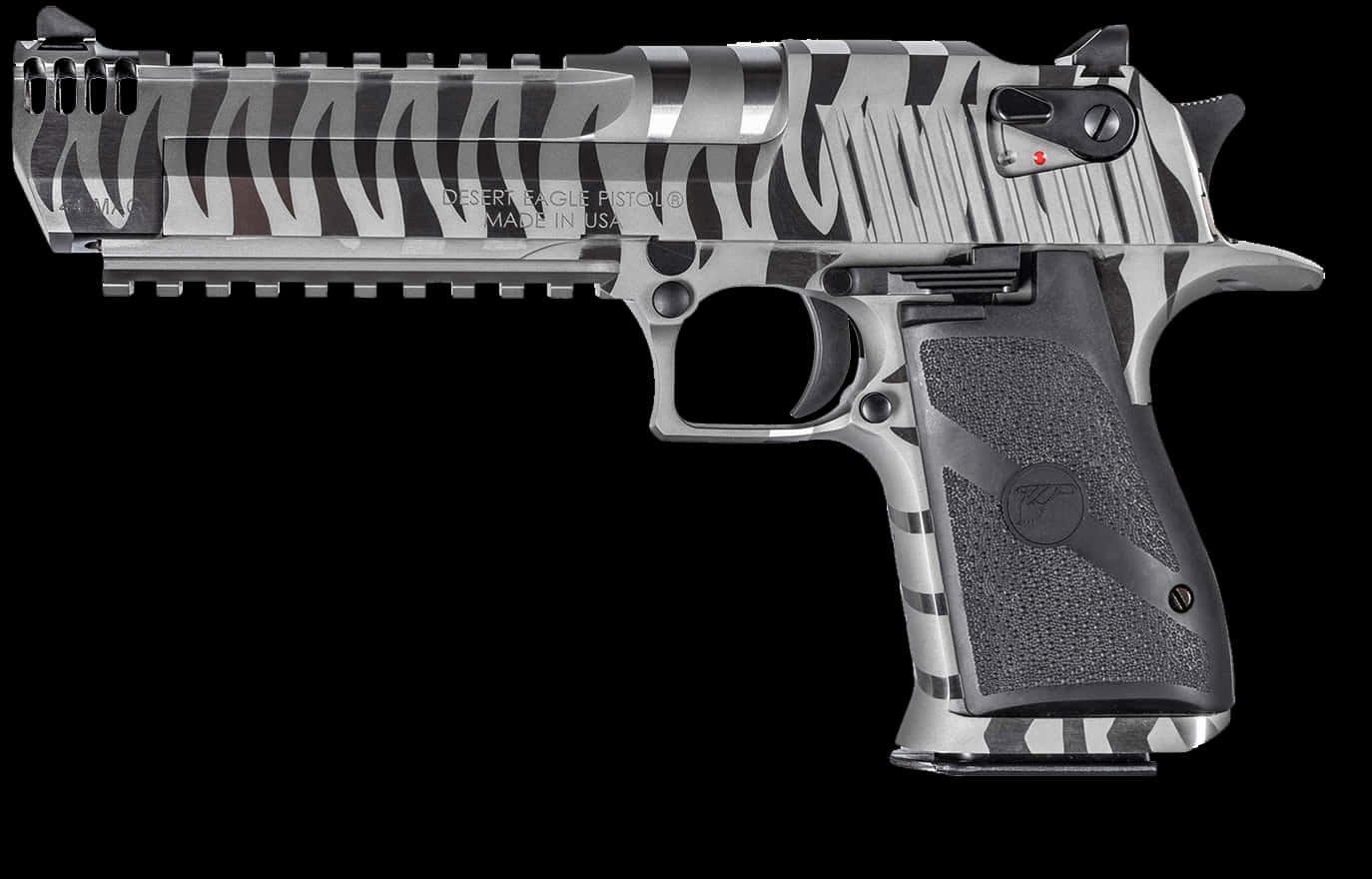 Silver Black Striped Desert Eagle PNG Image