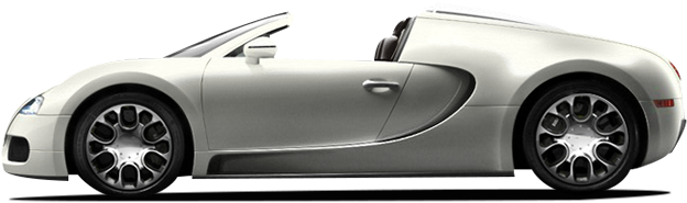 Silver Bugatti Veyron Convertible Side View PNG Image