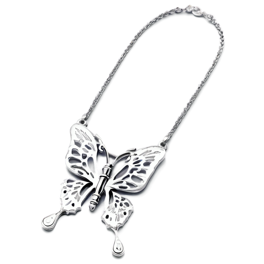 Silver Butterfly Necklace Png Fnl64 PNG Image