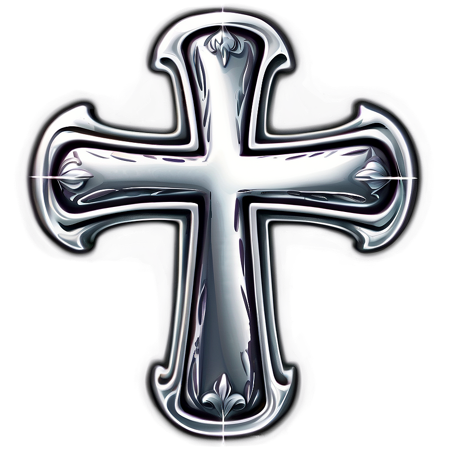 Silver Catholic Cross Artwork Png 06122024 PNG Image