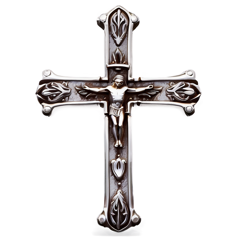 Silver Catholic Cross Artwork Png 81 PNG Image