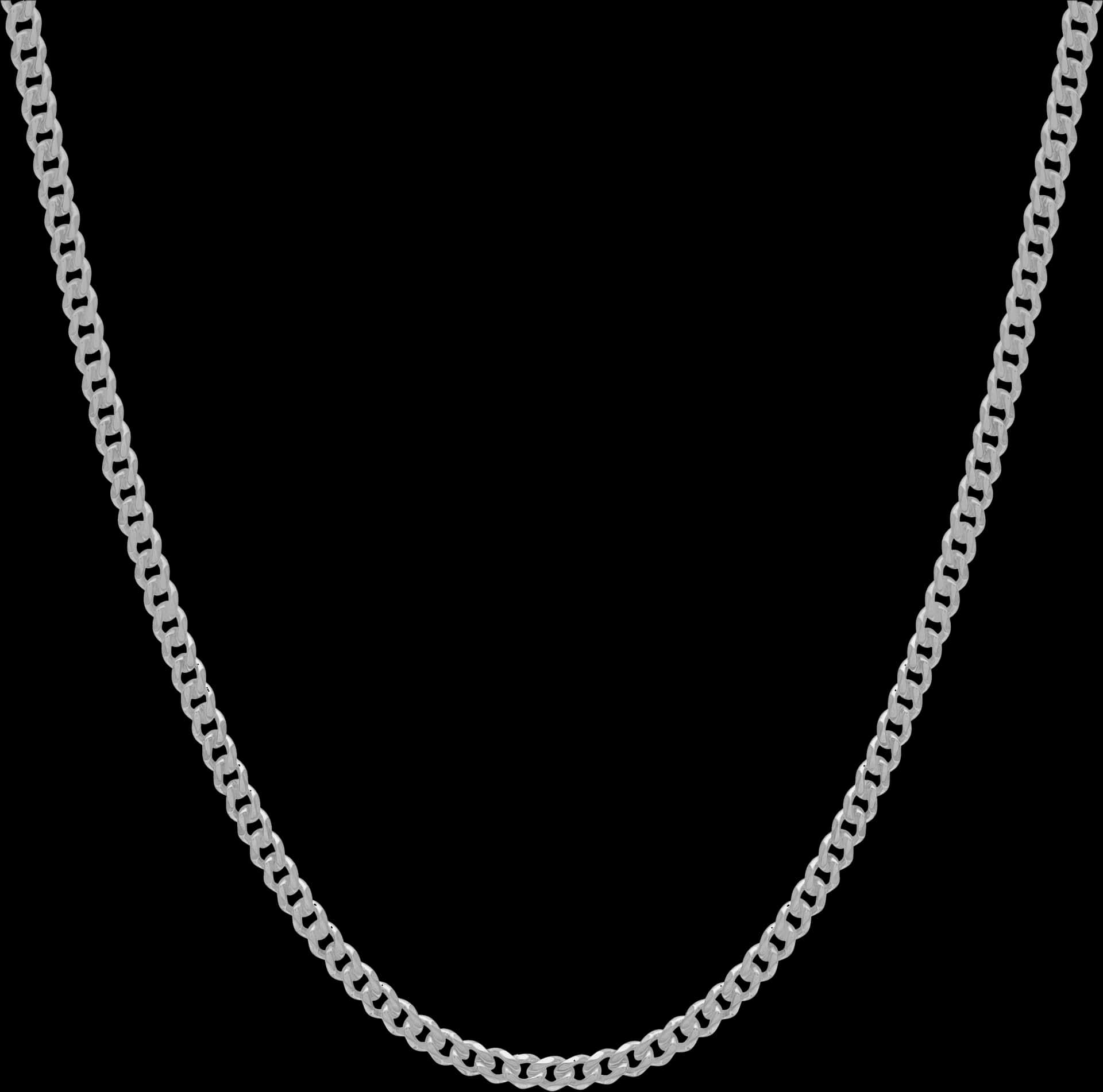 Silver Chain Necklace Black Background PNG Image