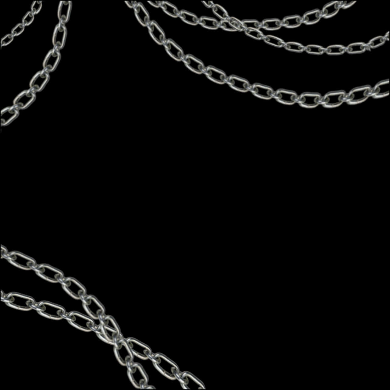 Silver Chains Black Background PNG Image