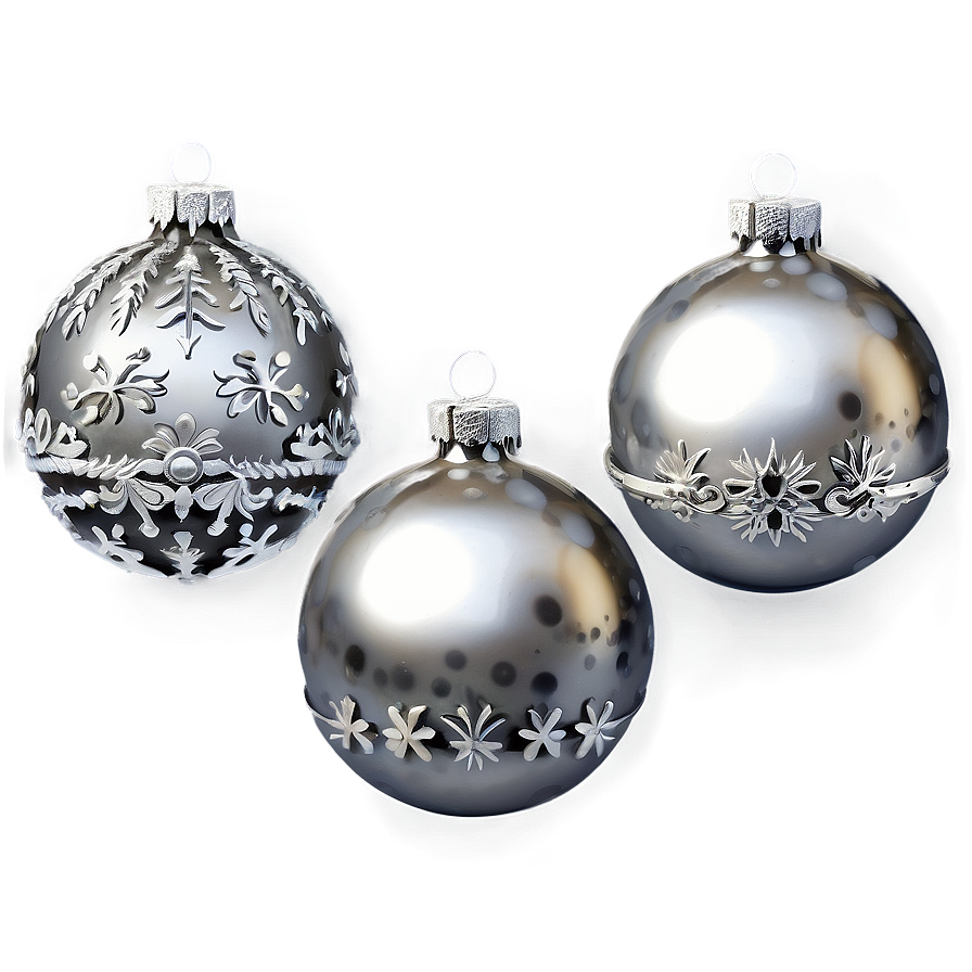 Silver Christmas Ornaments Png Utr97 PNG Image