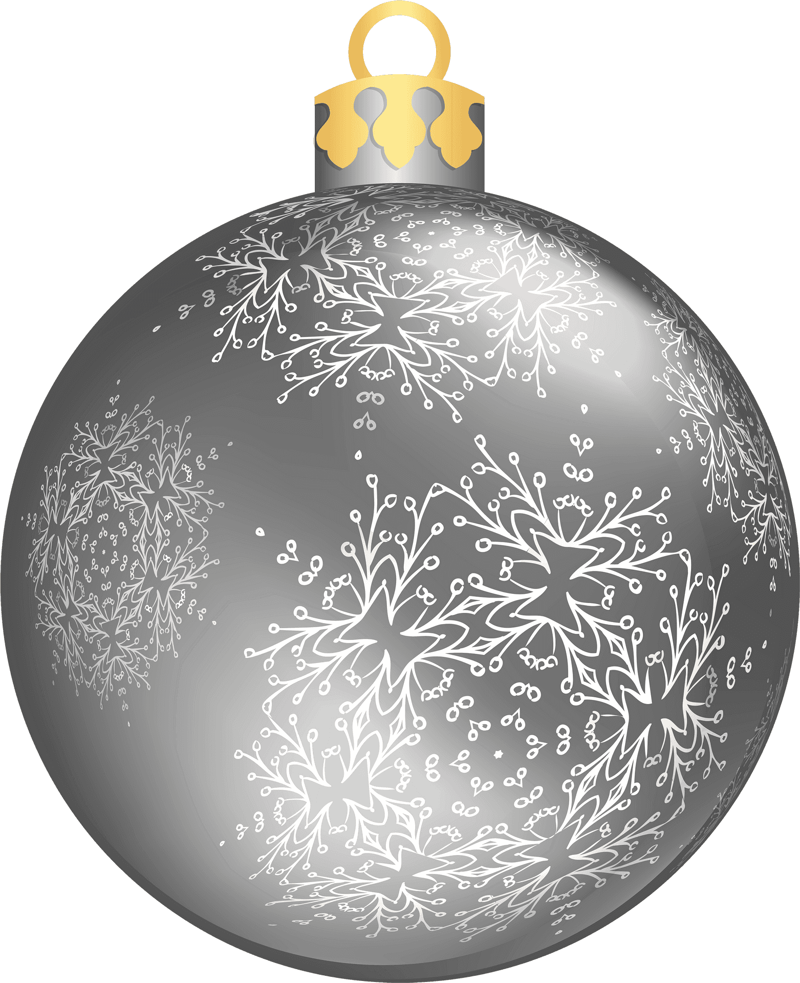 Silver Christmas Ornamentwith Snowflakes PNG Image