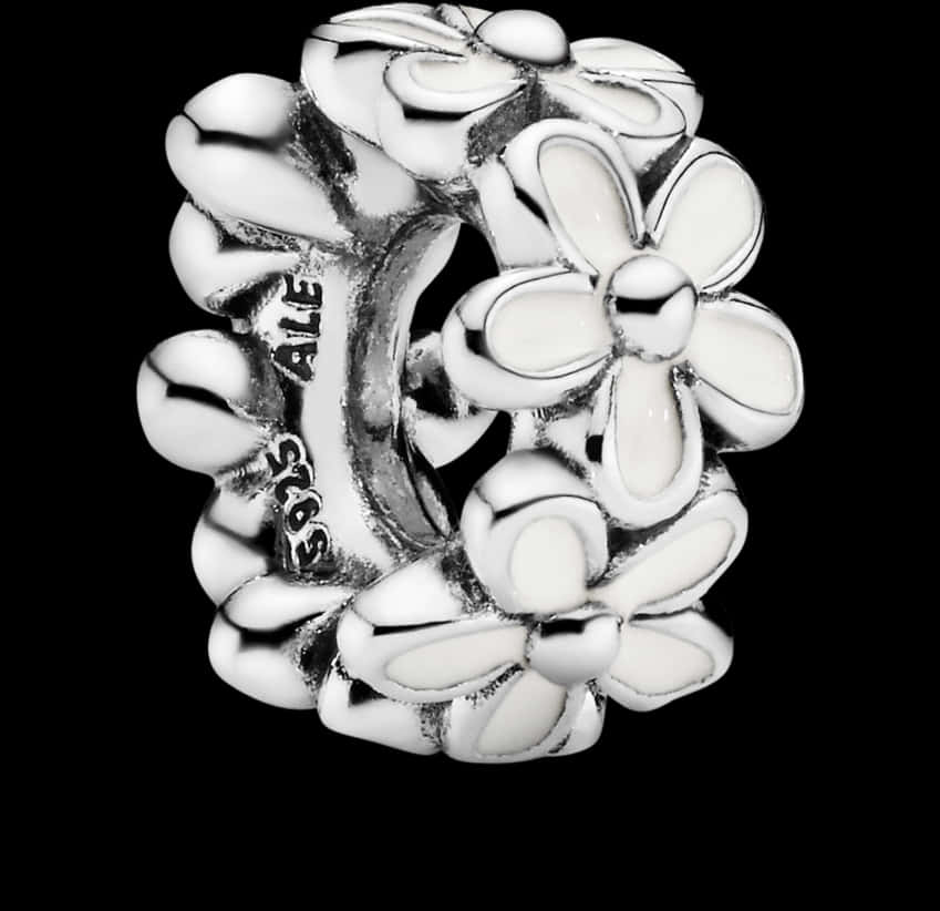 Silver Daisy Charm Bead Product Photo PNG Image