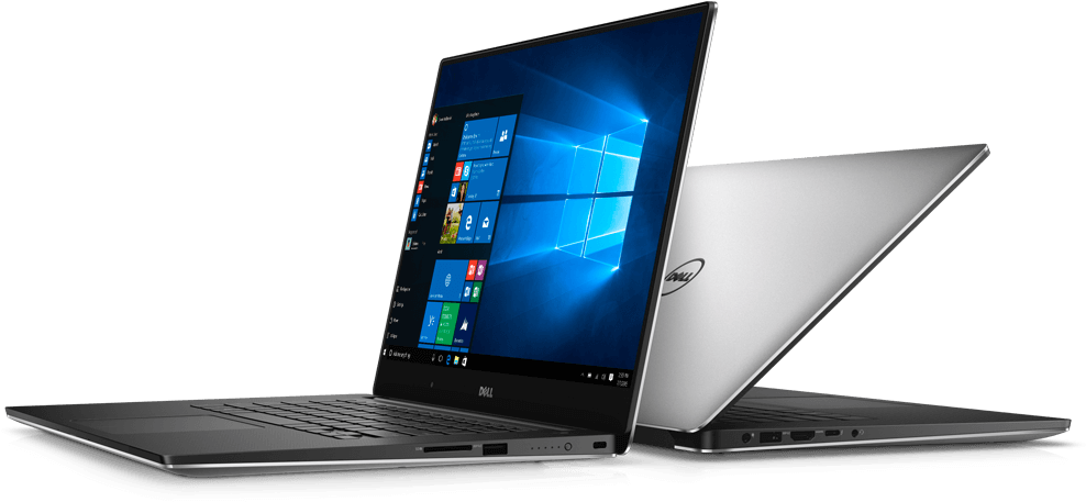 Silver Dell Laptop Openand Closed Angles PNG Image