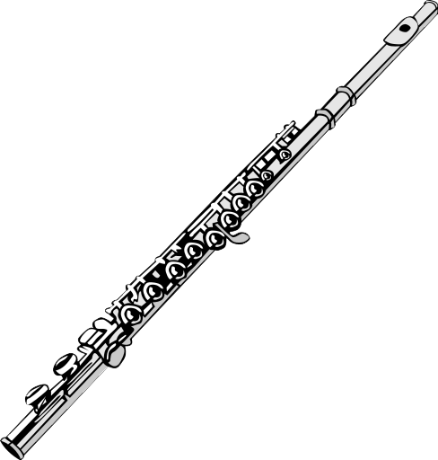 Silver Flute Black Background PNG Image