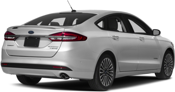 Silver Ford Fusion Hybrid Rear View PNG Image