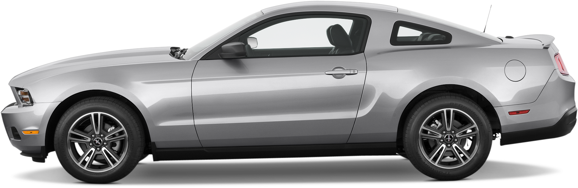 Silver Ford Mustang Side View PNG Image