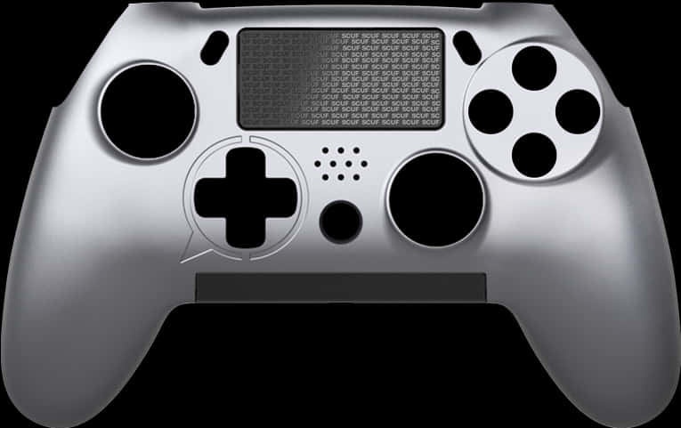 Silver Game Controller Top View PNG Image