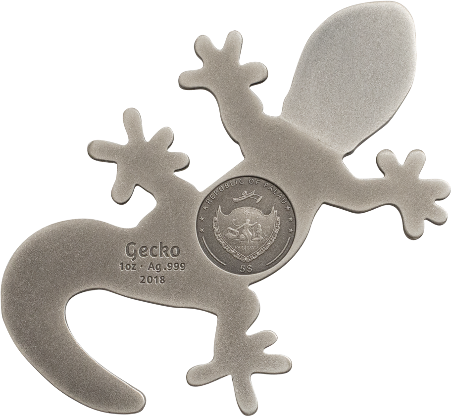 Silver Gecko Coin2018 PNG Image