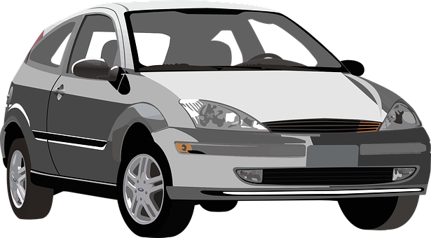 Silver Hatchback Car Illustration PNG Image