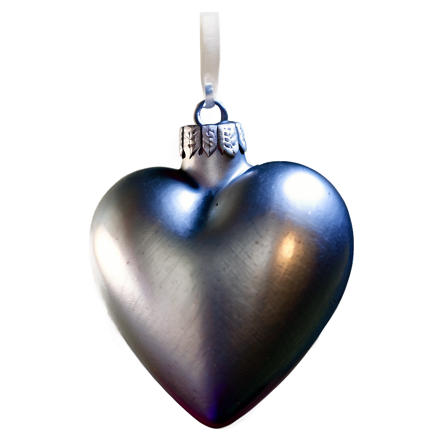 Silver Heart Ornament Png 06282024 PNG Image