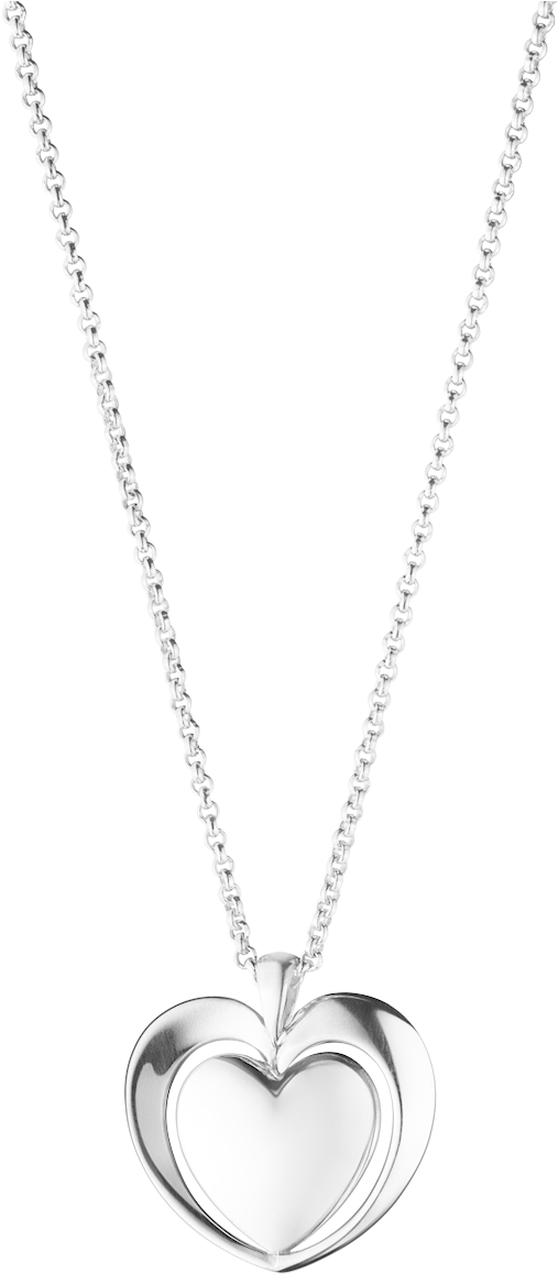 Silver Heart Pendant Necklace PNG Image