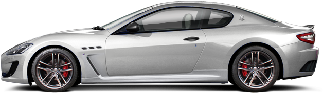 Silver Maserati Gran Turismo Side View PNG Image