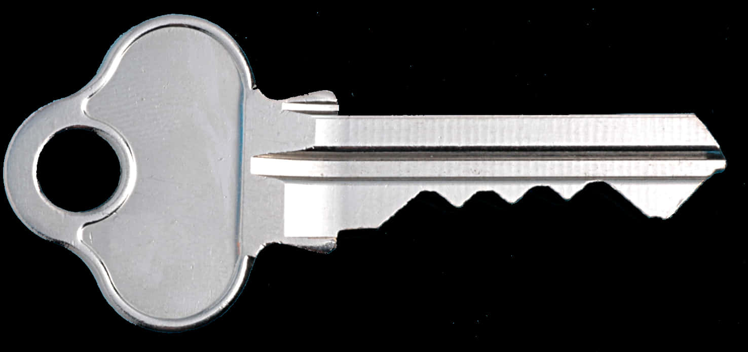 Silver Metal Key Black Background PNG Image