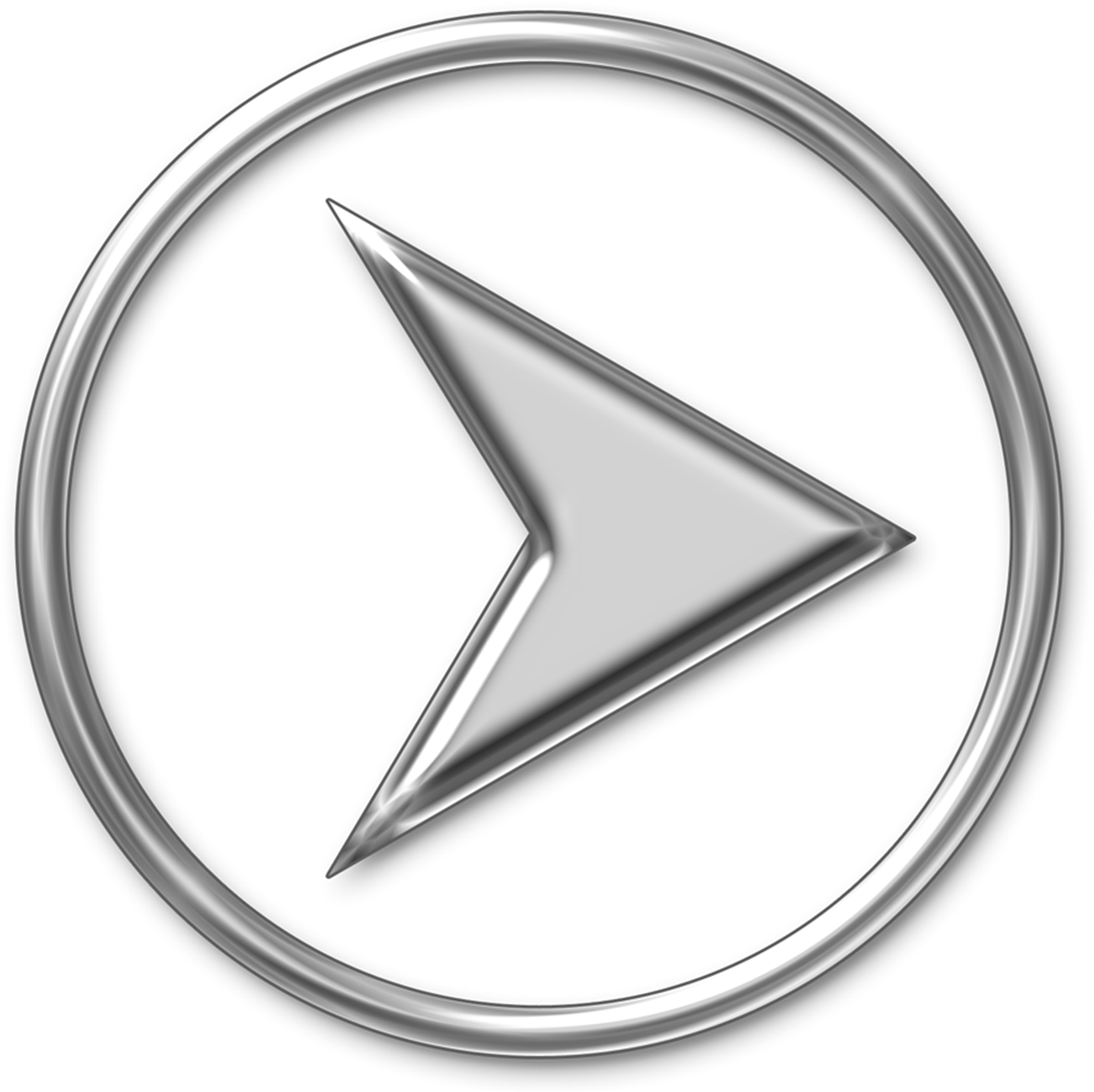 Silver Navigation Arrow PNG Image