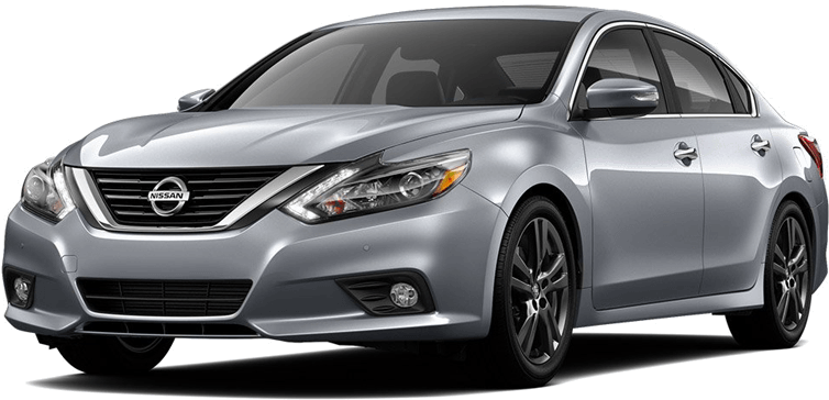 Silver Nissan Sedan Profile View PNG Image