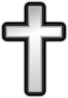 Silver Outlined Black Cross PNG Image