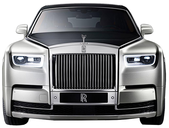 Silver Rolls Royce Front View PNG Image