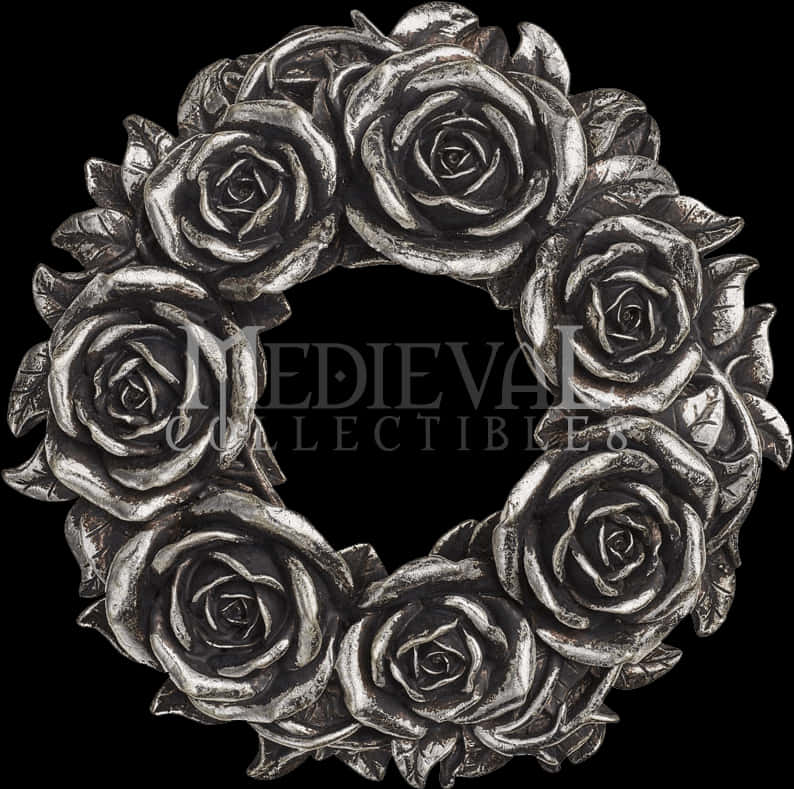 Silver Rose Wreath Artwork PNG Image