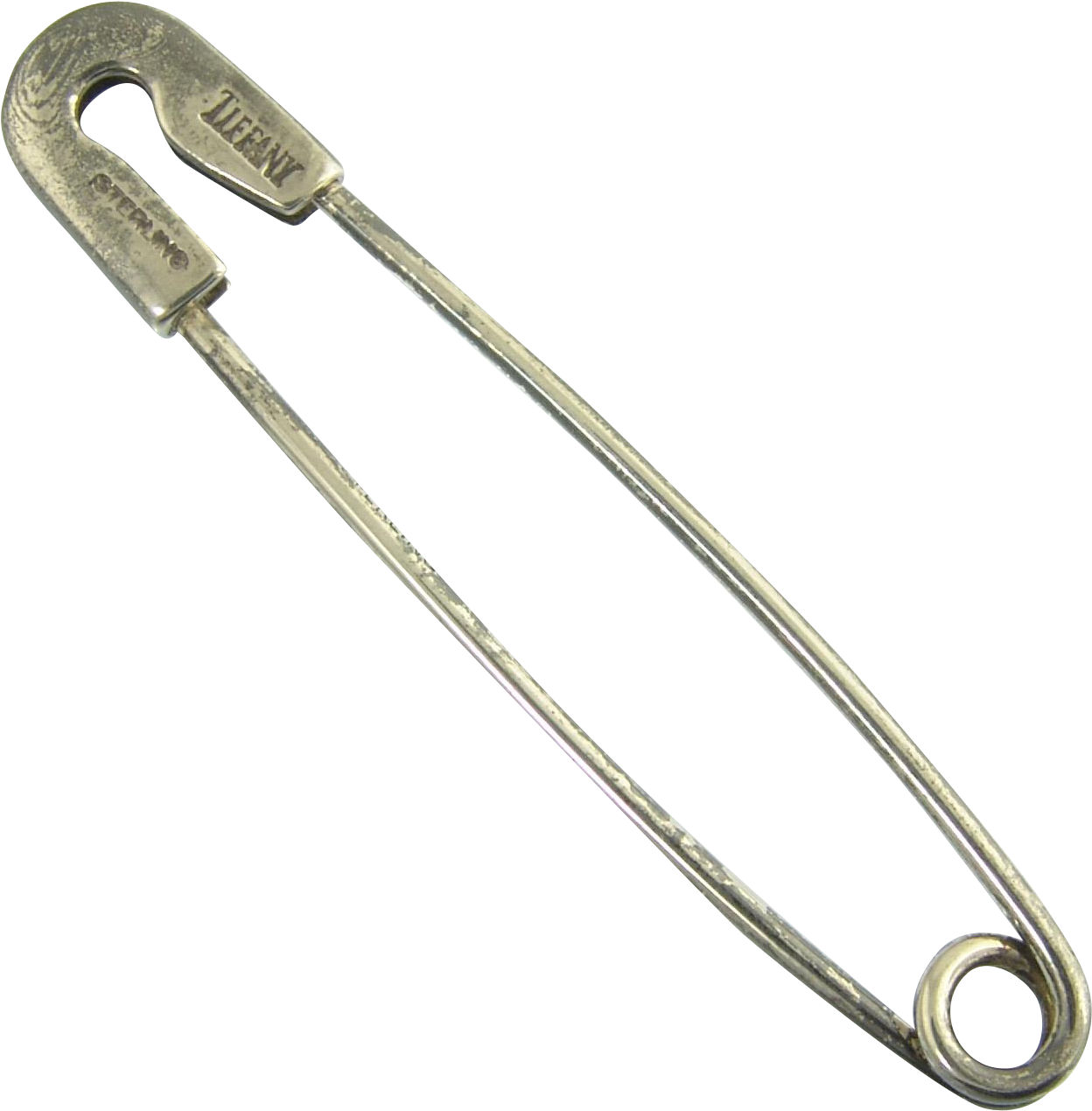 Silver Safety Pin Closed Position PNG Image