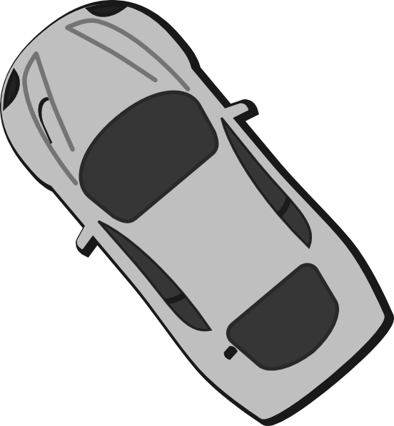 Silver Sedan Top View Vector PNG Image