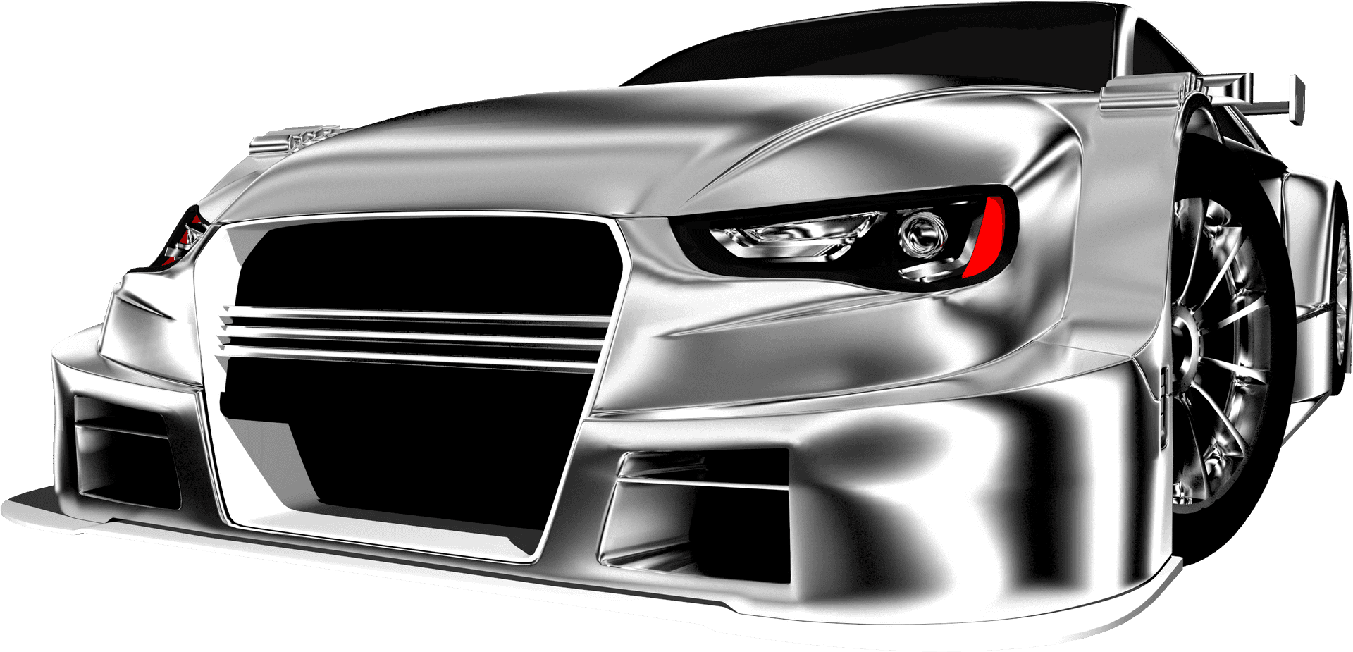 Silver Sports Car Concept Design PNG Image