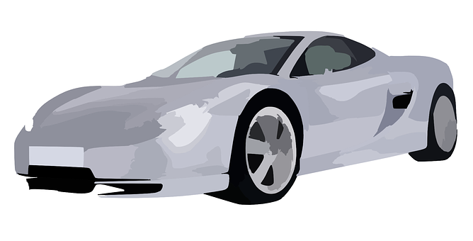 Silver Sports Car Illustration PNG Image