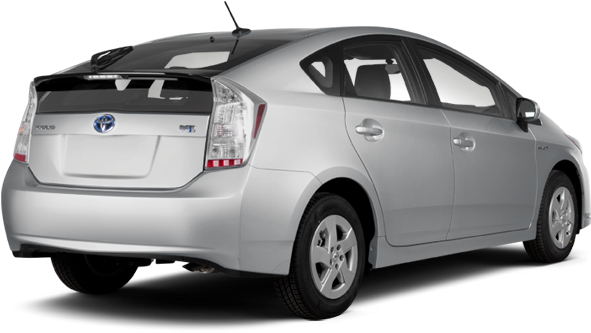 Silver Toyota Prius Hybrid Rear View PNG Image