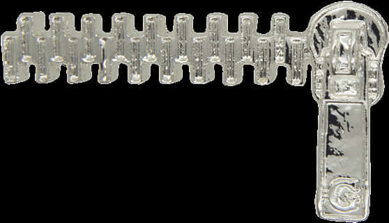 Silver Zipper Sliderand Pull Tab PNG Image