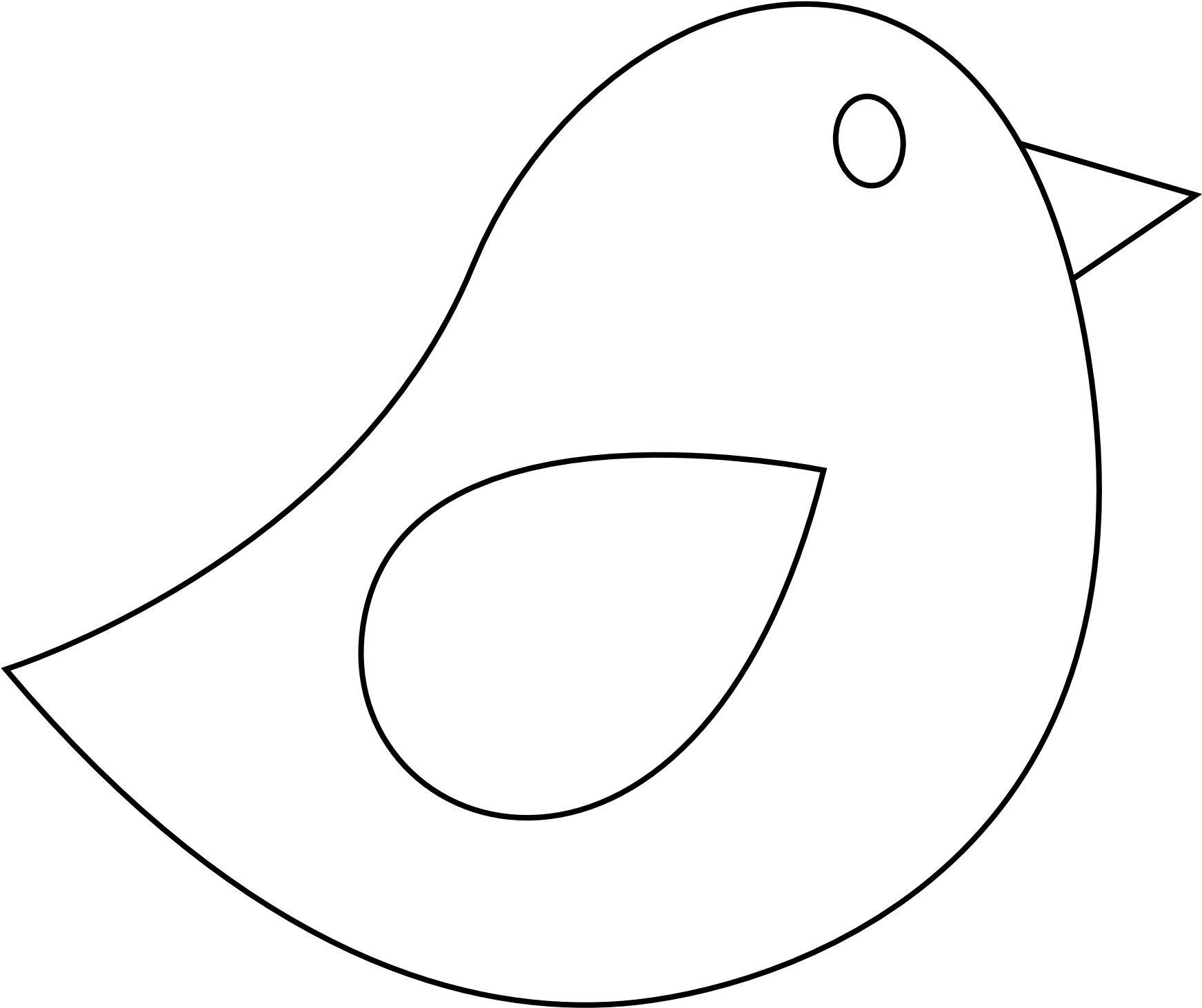 Simple Bird Line Drawing PNG Image