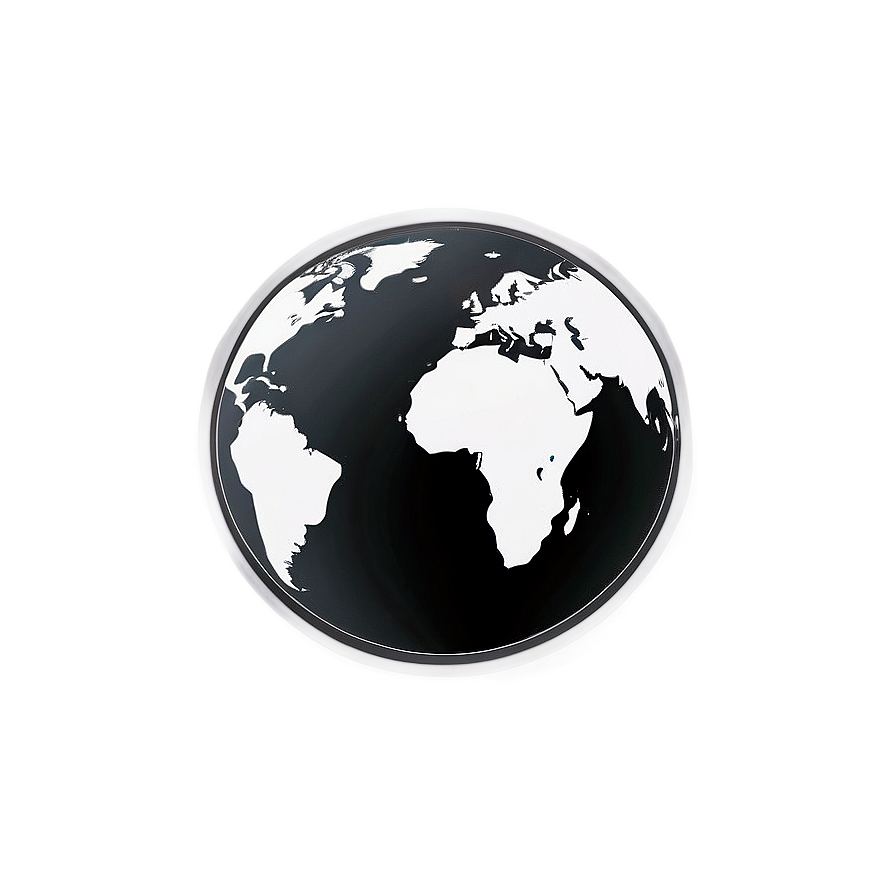 Simple Black And White Globe Graphic Png Vws92 PNG Image