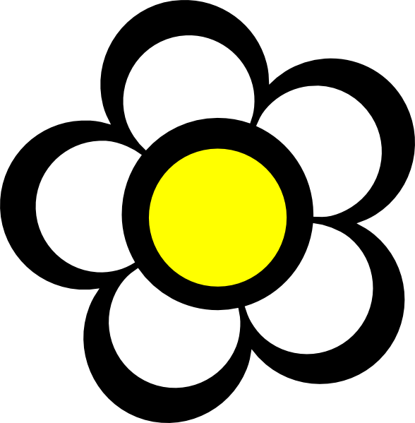 Simple Black Flower Outlinewith Yellow Center PNG Image