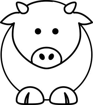 Simple Blackand White Cow Icon PNG Image