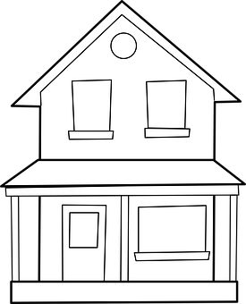 Simple Blackand White House Outline PNG Image