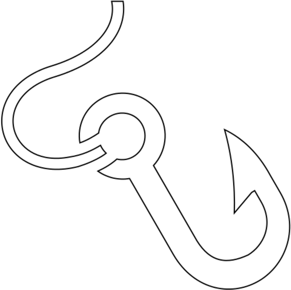 Simple Fish Hook Outline PNG Image