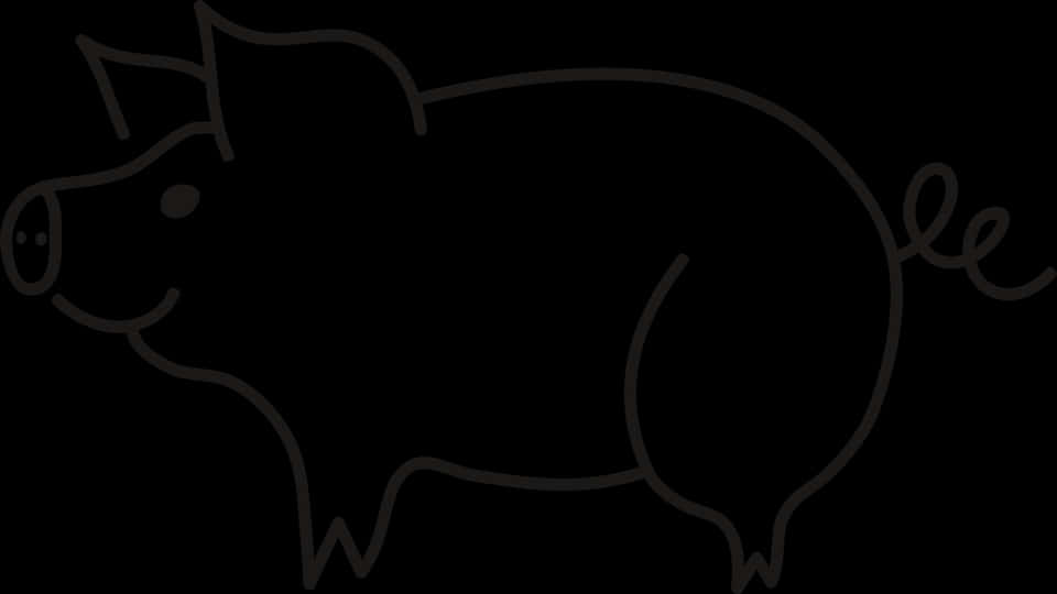 Simple Line Art Pig PNG Image