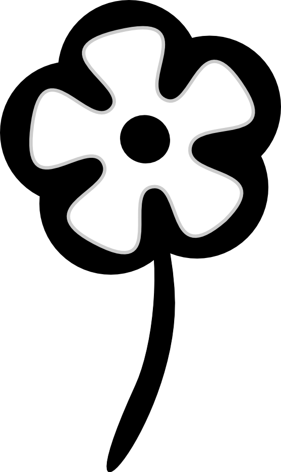 Simplified Black And White Flower Graphic PNG Image