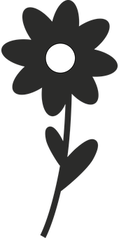 Simplified Black Flower Illustration PNG Image