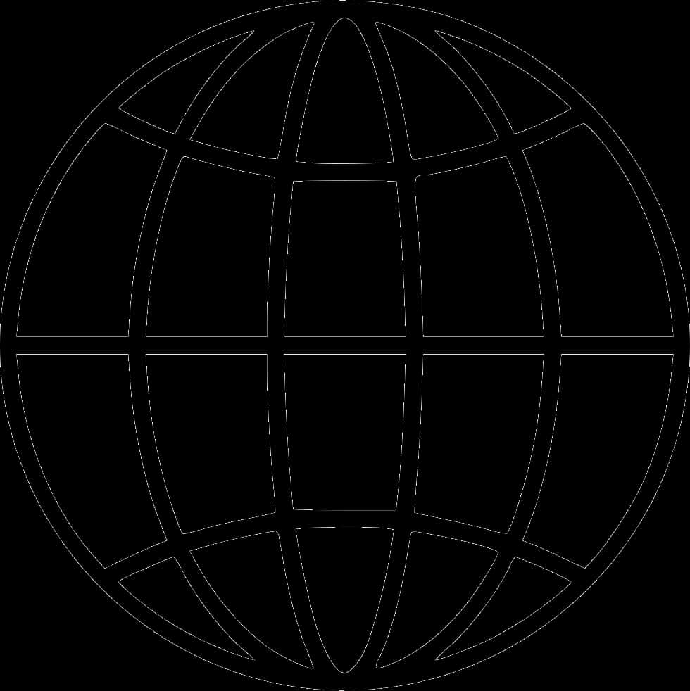 Simplified Black Globe Outline PNG Image