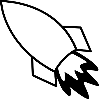 Simplified Blackand White Rocket Icon PNG Image