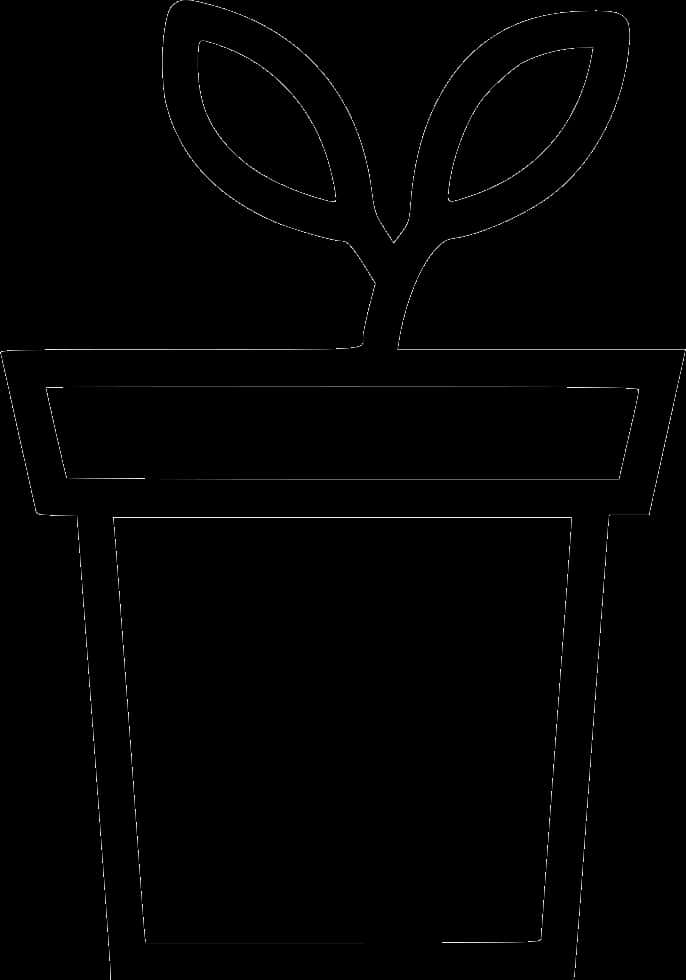 Simplified Flower Pot Outline PNG Image