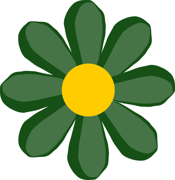 Simplified Green Flower Illustration PNG Image