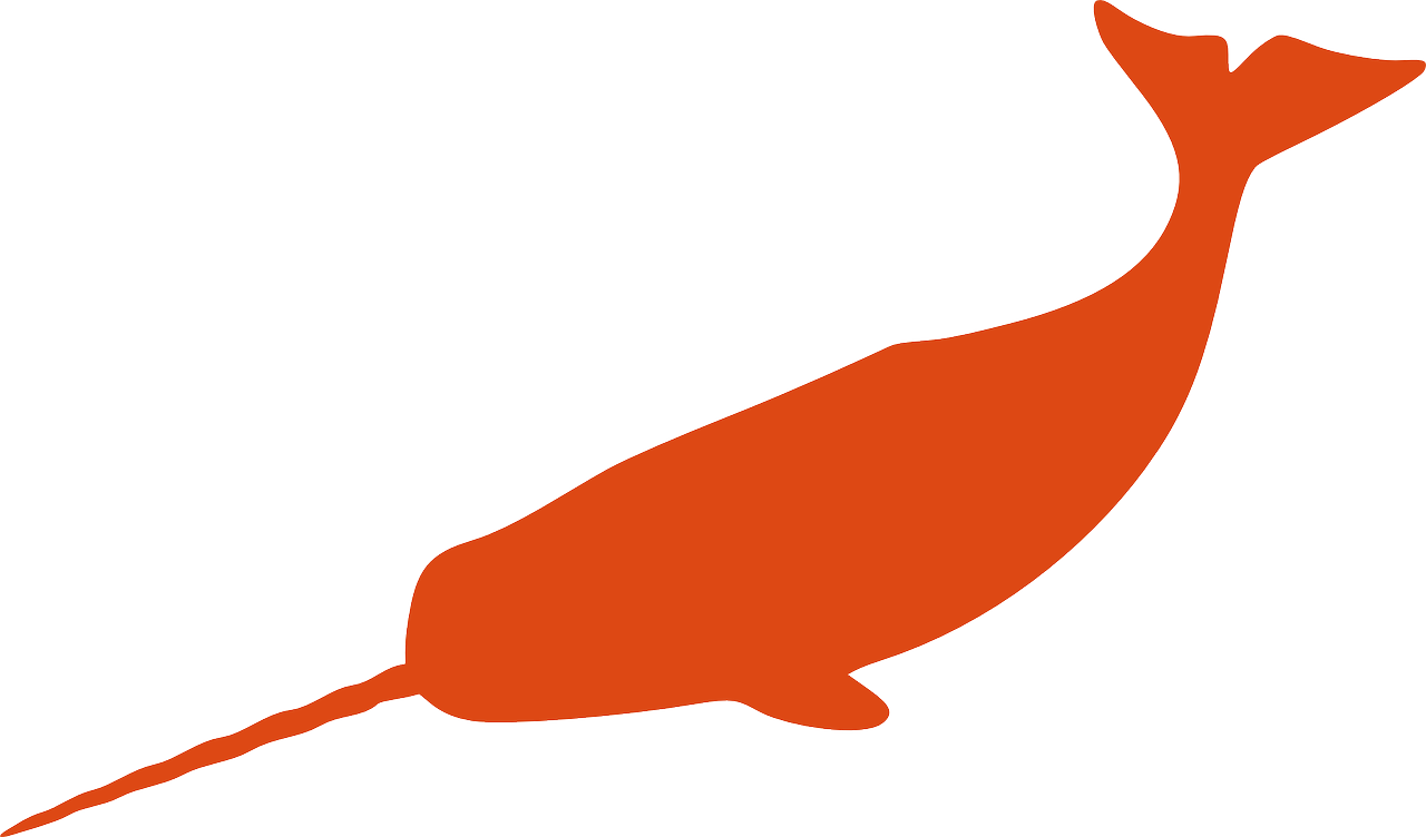 Simplified Orange Narwhal Silhouette PNG Image