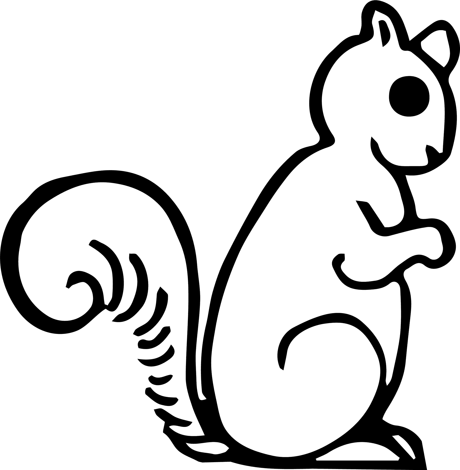 Simplified Squirrel Silhouette PNG Image